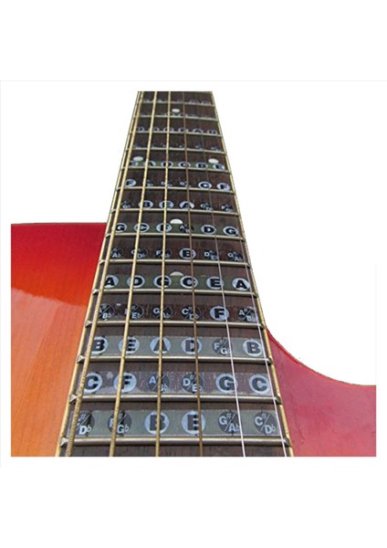 2x Gitar Klavye Notu Çıkartma Klavye Perdeleri Harita Çıkartması 6 Dizeler Akustik Elektro Gitar (Siyah) (Yurt Dışından) indirimleri