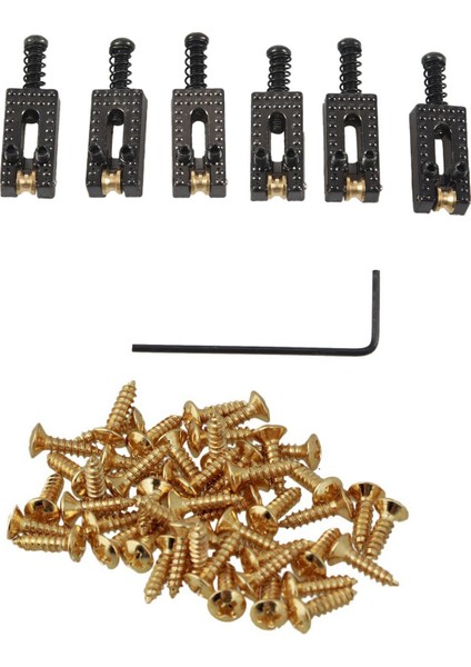 50PCS Gitar Bas Vidaları Çizik Plakaları Için Parçalar Pickguard Altın ve 6pcs Roller Köprü Tremolo Eyerleri Anahtar Siyah (Yurt Dışından)