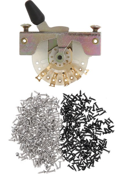 201 Pcs Gitar Parçaları 200PCS Bas ve Gitar Pickguard Montaj Vidaları Scratch Plakası ve 1pcs 5 Yolu Kol Anahtarı Seçici (Yurt Dışından)