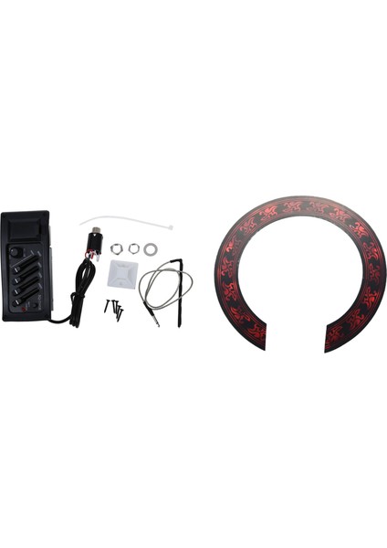 1x Gitar Preamp Amplifikatör Ekolayzer Eq 4-Bant Eq Preamp Akustik Piezo 7545R &amp 1 Pcs Ses Deliği Rozet Çıkartma Çıkartma (Yurt Dışından)