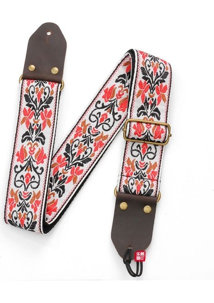 Gitar Ukulele Kayış Işlemeli Gitar Kayış Deri Kafa Bas Omuz Kayışı Elektro Gitar Aksesuarları (Beyaz) (Yurt Dışından)