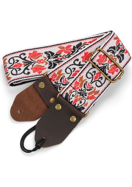 Gitar Ukulele Kayış Işlemeli Gitar Kayış Deri Kafa Bas Omuz Kayışı Elektro Gitar Aksesuarları (Beyaz) (Yurt Dışından) indirimleri