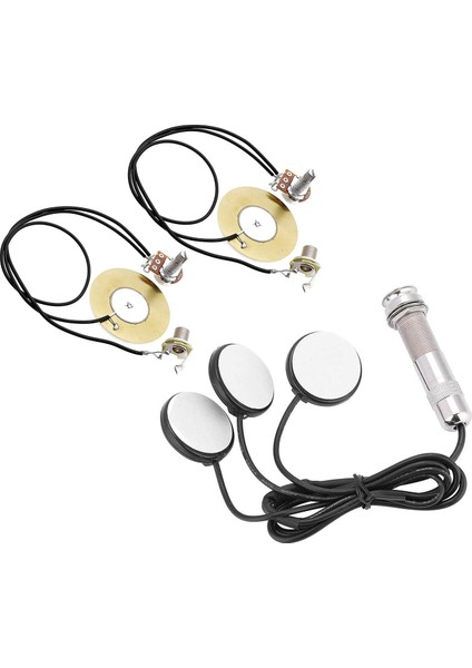 1 Set Gitar Pikap 3x Piezo Pidans Dönüştürücü &amp 2pcs 50MM Gitar Pikap Piezo Dönüştürücü Önceden Kurulmuş Amplifikatör (Yurt Dışından)