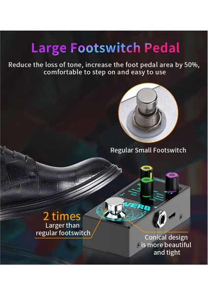 Yeni Bluetooth 5 4 Efektör Gitar Yankı Efektör Tek Blok Yankılanma Efektör Reverb Renkli Görsel Işık (Yurt Dışından) indirimleri