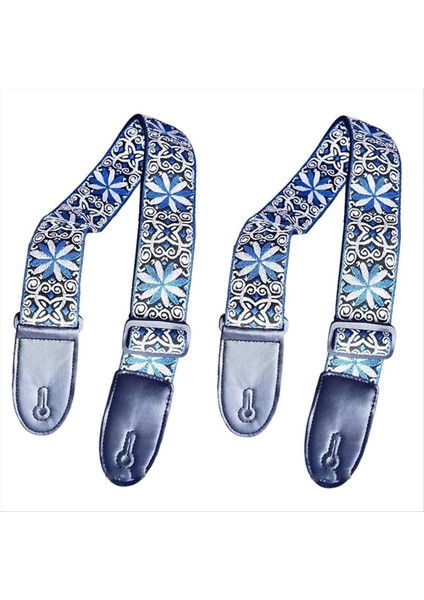 Mavi Beyaz Desen Moda Baskılı Akustik Elektro Gitar Kayışı Genişletilmiş Akustik Gitar Kayışı Evrensel Kayış (Yurt Dışından)