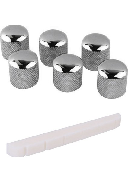7pcs Parçalar 1 Pcs 42MM Kemik Somunu Elektro Gitar Tele &amp 6pcs Elektro Gitar Bas Hacim Knob Potansiyometre Akor Kapağı (Yurt Dışından)