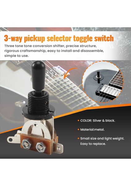 Metrik 3 Yolu Kısa Düz Gitar Geçiş Anahtarı Pikap Seçici Gibson Epiphone Les Paul Elect Gitar Silver &amp Black (2 Paket) (Yurt Dışından) indirimleri