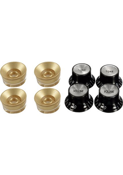 8 Pc Gitar Düğmeleri 2 Cilt ve 2 Ton Gümüş Üst Şapka Çan ve 4 Adet Kontrol Hız Düğmeleri (Yurt Dışından)