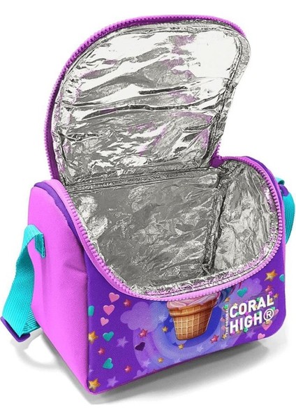 Mor Pembe Unicorn Desenli Thermo Beslenme Çantası 12782