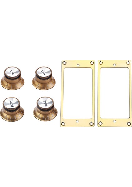 2 Adet Metal Düz Humbucker Kapak Gitar Pikap Çerçevesi &amp 1set Altın Üst Şapka Düğmesi Için Les Paul Altın Folyo Düğmesi Için (Yurt Dışından)