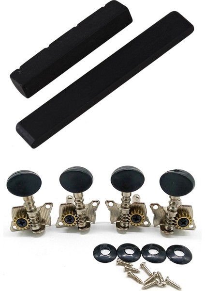 1 Çift 4 String Ukulele Gitar Somun ve 4pcs Metal Açılan Ukulele Uke Tuning Pegs Tuner Tuner Yuvarlak Kapak (Yurt Dışından)