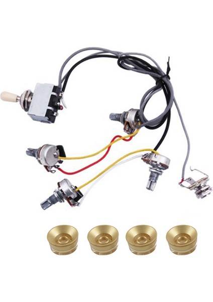 Gitar Kablolama Kablo Demeti Önceden 2 Cilt 2 Ton 4-500K Lp Gitar ve 4 Pcs Elektro Gitar Kontrolü Hız Düğmeleri (Yurt Dışından)
