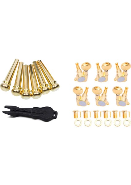 6pcs Bakır Endpin String Pegs &amp 6x Gitar Ayarlama Pegs Verrouillage Tuner Gitar Dizeleri Dokunuşuna Dokunur (Yurt Dışından)
