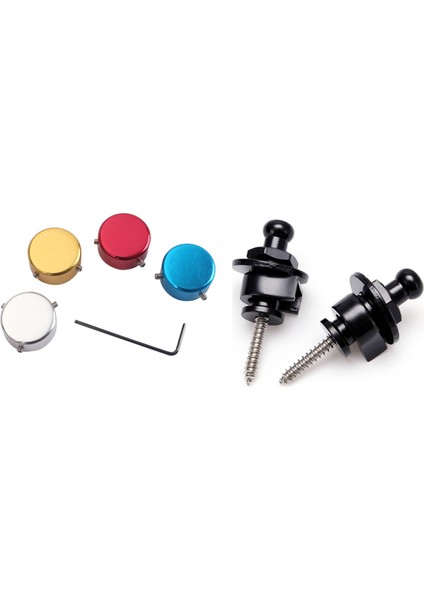 2pcs Kayış Kilidi Güvenlik Kilidi Uç Düğmesi Gitar Kayış Kayış Kayış Tokası 4pcs ile Gitar Pedalları Ayak Switch Topper (Yurt Dışından)