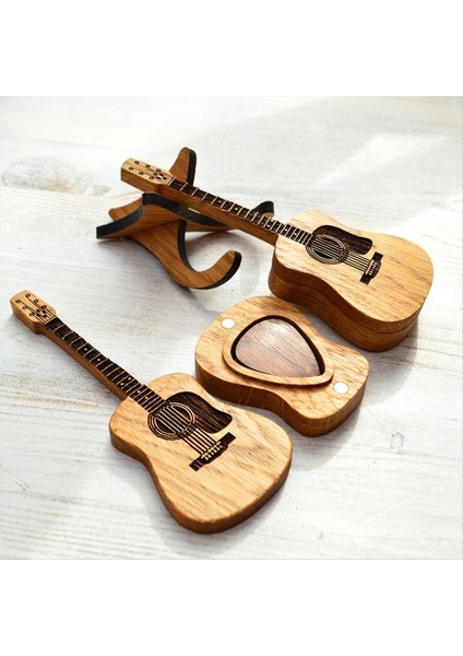 Stand ile Ahşap Gitar Seçme Çantası 3 Benzersiz Gitar Seçme Kılıfı Gitar Şekli Gitar Seçim Kılıfı (Yurt Dışından) fırsatları