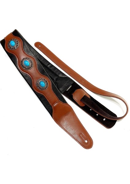Gitar Kayışı Etnik Tarzı Deri Ayarlanabilir Akustik Elektrik Bas Kayış Gitar Kemer Gitar Parçaları Aksesuarları Kahverengi (Yurt Dışından)