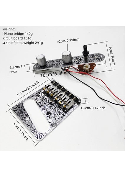6 String Roller Sele Gitar Ön Kablolu Kontrol Plakası ve Köprü Plakası Tl Elektro Gitar Yedek Parçaları Gümüş (Yurt Dışından) fiyatları