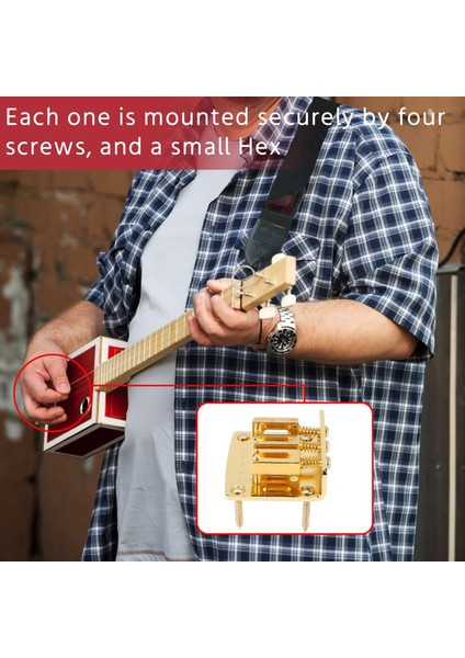 Puro Kutusu Gitar Parçaları 3 String Altın Üst Yükleme Sert Kuyruklu Ayarlanabilir Köprü Altın Renk (Yurt Dışından) fiyatları