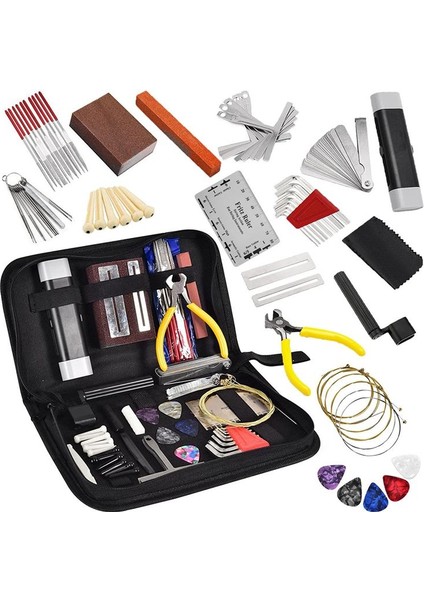 72PCS Gitar Aracı Kiti Onarım Bakım Araçları String Action Cetvel Gitar Köprüsü Pimleri Dizeler Taşıma Çantası ile Seçimler (Yurt Dışından)