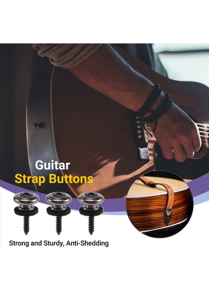6 Adet Kafa Gitar Kayışı Düğmeleri Kayış Kilitleri Krom (Siyah) (Yurt Dışından) indirimleri