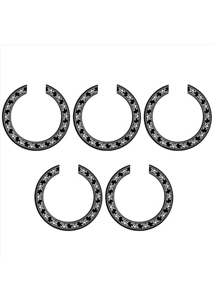 Akustik Klasik Gitar Parçaları Için 5x Ses Deliği Gül Çıkartma Etiketi Siyah+Gümüş (Yurt Dışından)