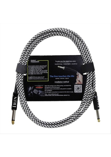 Irin Gitar Kablosu Müzik Aleti Kablosu Elektrik Kutusu Bas Ses Kablosu Örgülü Gürültü Azaltma Kablosu (6 Metre) Siyah Beyaz (Yurt Dışından)