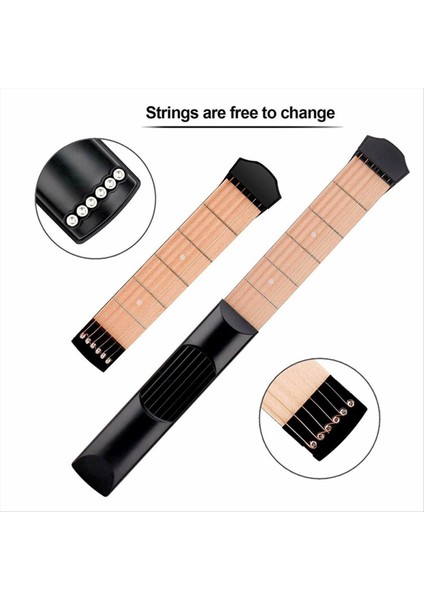 Taşınabilir Cep Gitar Eğitmeni 6-String 6-Fret Ahşap Boyun Akor Uygulama Aracı Yeni Başlayanlar (Yurt Dışından) fırsatları