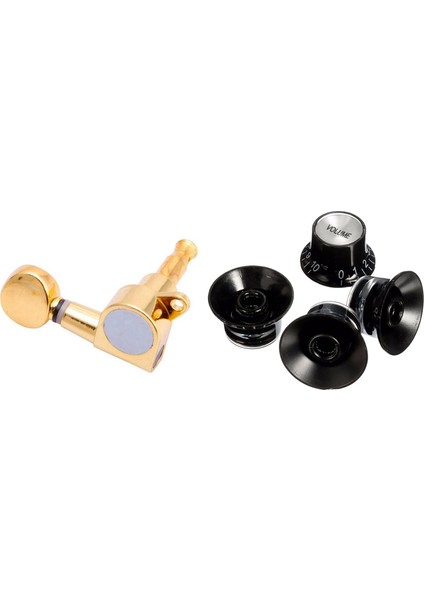 Gitar Düğmeleri 2 Cilt ve 2 Ton Gümüş Üst Şapka Çan ve 6 Gitar Ayar Mandalları Tuner Dokunuşlar Dizeler Düğme 3l + 3r Altın (Yurt Dışından) fiyatları