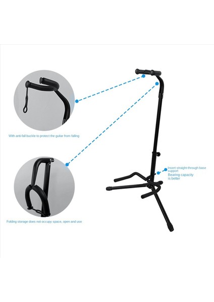 Akustik Elektro Gitar Gitar Aksesuarları Için Tripod Tutucu ile 2x Metal Zemin Gitar Standı (Yurt Dışından) modelleri
