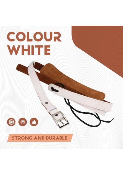 Dayanıklı Deri ve Metal Toka Elektro Gitar Kayış Kayışı Omuz Ped Ayarlanabilir Vintage Gitar Kayışları-Beyaz Renk (Yurt Dışından) indirimleri