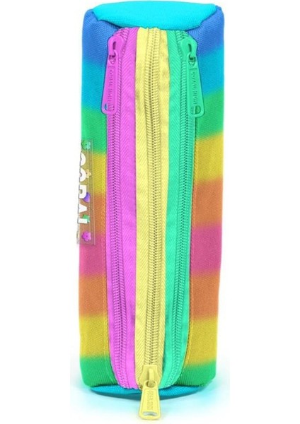 Kids Renkli Çizgili Üç Bölmeli Kalem Çantası 11173