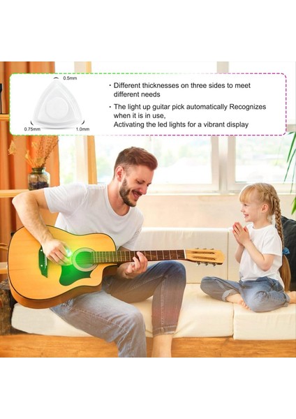 3pcs LED Gitar Sıck Bas Mektrum Lıght Up Bıt Bıte Pıckıng Pıckıng Pıckıng Pıckıng Sıckıng Sıckıngs Ukulele Elektro Gitar Için (Yurt Dışından) modelleri