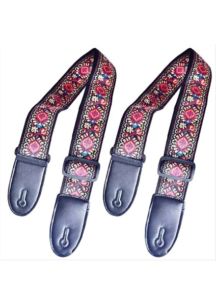Kırmızı Desen Moda Baskılı Akustik Elektro Gitar Kayışı Genişletilmiş Akustik Gitar Kayışı Evrensel Kayış (Yurt Dışından)