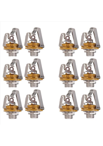 12PCS 1/4 Inç 6 35MM Stereo Giriş Jack Fiş Soketi Elektro Gitar Bas Gitar Pikap Çıktı Jakı Gitar Parçaları (Yurt Dışından)