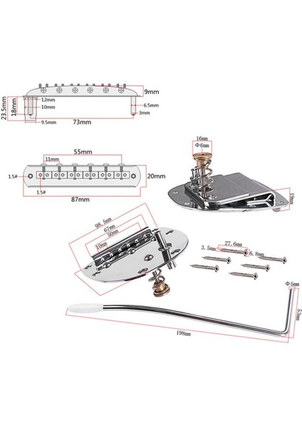 Metal Tremolo Köprü Set Vidaları Mustang Jazzmaster Gitar Yedek Aksesuarlar Için Anahtarlar Kolay Çalışma- Gümüş (Yurt Dışından) indirimleri