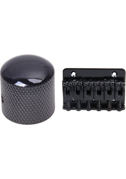 2 Pcs Siyah Elektrik Gitar Parçaları 1 Pcs Elektro Gitar Hacim Tonu Kontrol Topçusu ve 1 Pcs 6 Eyer Hardtail Köprüsü Üst Yük 65MM Elektrikli Gitar Köprüsü (Yurt Dışından)