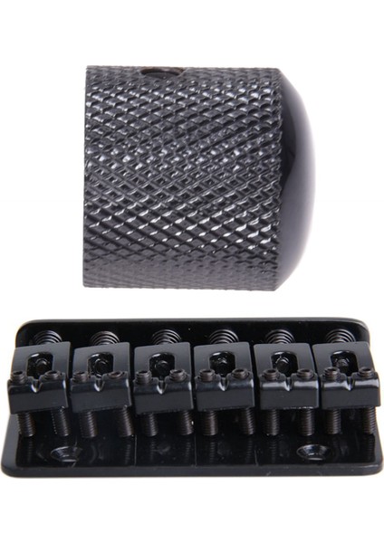 2 Pcs Siyah Elektrik Gitar Parçaları 1 Pcs Elektro Gitar Hacim Tonu Kontrol Topçusu ve 1 Pcs 6 Eyer Hardtail Köprüsü Üst Yük 65MM Elektrikli Gitar Köprüsü (Yurt Dışından) modelleri