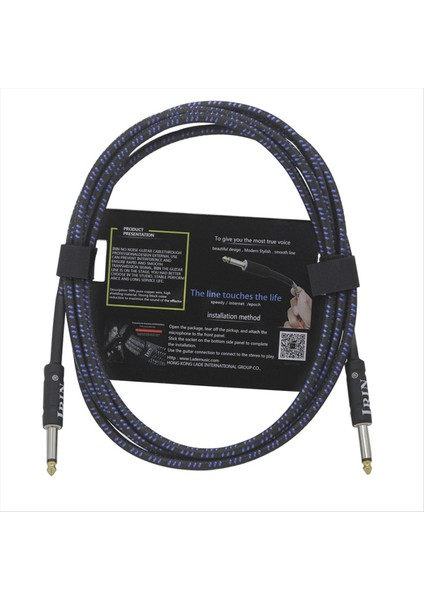 Irin Gitar Kablosu Müzik Aleti Kablosu Elektrik Kutusu Bas Ses Kablosu Örgülü Gürültü Azaltma Kablosu (6 Metre) Mavi ve Siyah (Yurt Dışından)