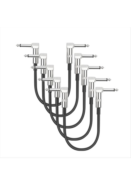 5 Paket Gitar Efekti Pedallı Düz Yama Kabloları 6 Inç Uzunluk 1/4 Inç Sağ Açılı Konektörler Yama Kablosu (Yurt Dışından)