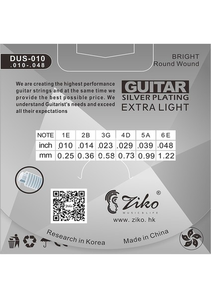 Ziko Dus Serisi Akustik Gitar Dizeleri DUS-010 &amp Zıko Deg 009-042 Elect Gibi Dizi (Yurt Dışından) indirimleri