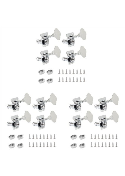 12PCS Gitar Ayarlama Pegs Elektrik Bas Tuner Peg Gitar Açık Dişli Ayarlama Pegs Makine Başlıkları Çamurluk Caz Bas Gümüş (Yurt Dışından)