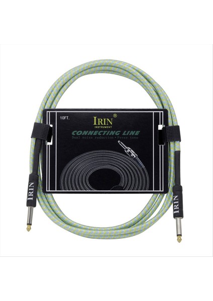 Irin Gitar Kablosu Müzik Aleti Kablosu Elektrikli Kutu Bas Ses Kablosu Örgülü Gürültü Azaltma Kablosu (6 Metre) Yeşil ve Beyaz (Yurt Dışından)