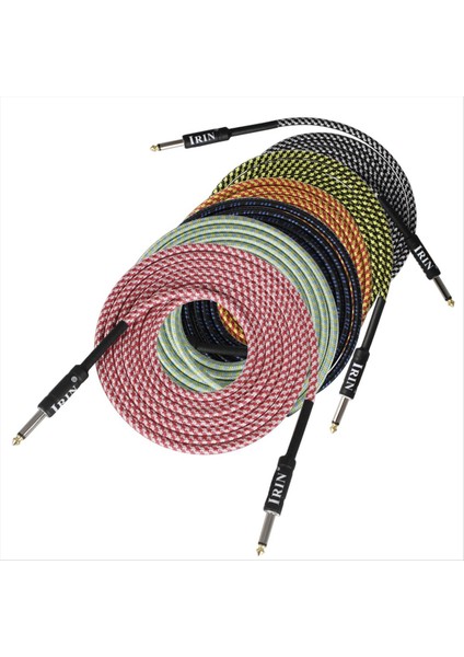 Irin Gitar Kablosu Müzik Aleti Kablosu Elektrikli Kutu Bas Ses Kablosu Örgülü Gürültü Azaltma Kablosu (6 Metre) Yeşil ve Beyaz (Yurt Dışından) modelleri