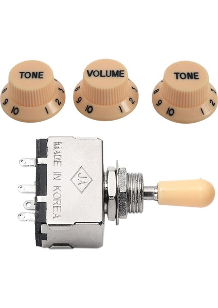 Yeni Krem Koyu Mavi Yazı Tipi 1 Hacim ve 2 Ton Gitar Kontrol Düğmeleri Çamurluk Strat ve Katı Düğme Şaft Kutusu Stili Les Paul Sg 3 Yollu Pikap Seçici Geçiş Anahtarı Bej Uç (Yurt Dışından)