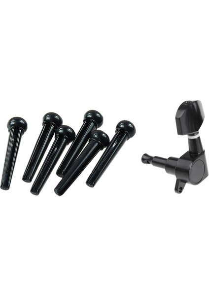 6 Adet Siyah Mühürlü Elektrik Ayar Mandalları Tuner Makine Kafası 3r 3l ve 1 Set Akustik Guar Köprü Pimleri Eyer Somun Parçaları 1xguitar Eyer x 1x Gitar Somunu (Siyah) (Yurt Dışından) fiyatları