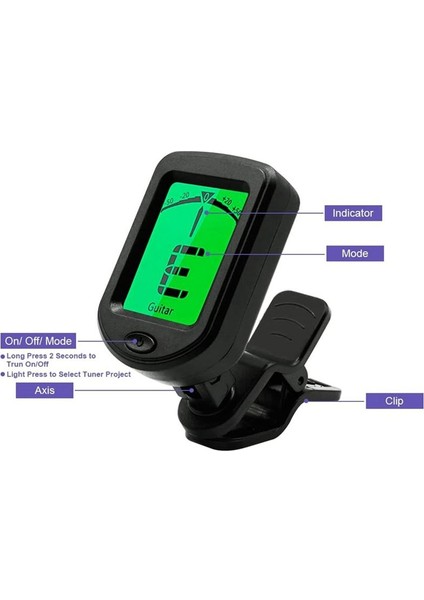 Akustik/elektro Gitar Ukulele Keman Bas ve Kromatik Ayar Modları Için Profesyonel Klipsli Gitar Tuneri (2 Paket) (Yurt Dışından) fiyatları