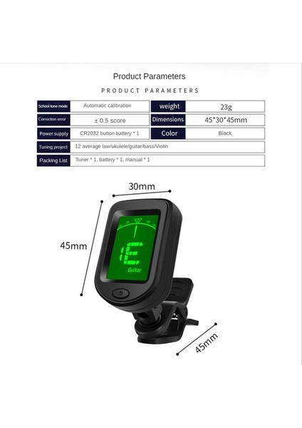 Akustik/elektro Gitar Ukulele Keman Bas ve Kromatik Ayar Modları Için Profesyonel Klipsli Gitar Tuneri (2 Paket) (Yurt Dışından) indirimleri