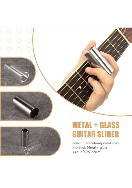 Gitar Bas Orta (6 Cm) Için 2 Adet Cam Slayt ve Metal Slayt (Yurt Dışından) indirimleri