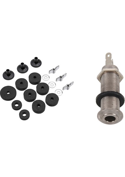 1x Electric Guitar Jack Chrome Dişli Silindir Jakı &amp 18 Parçası Zil Simbal Kuşları Hi-Hat Debriyaj Keçe Hi Hat Fincan (Yurt Dışından)