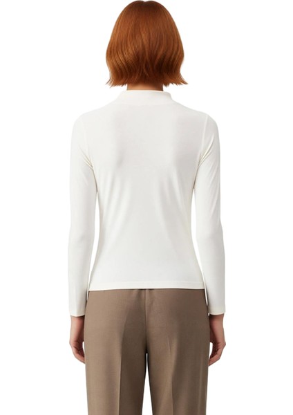 Kadın Dik Yaka Vücuda Oturan Esnek Örme Bluz Konfor ve Şıklık Bir Arada Kaliteli Şık Rahat fırsatları